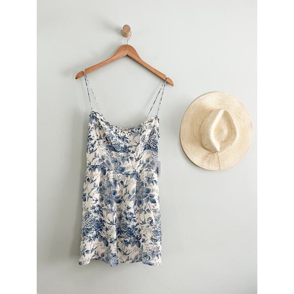 Reformation | NWT Marin Mini Dress in Pompadour Blue White Floral | Sz 10 - Picture 2 of 10